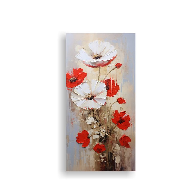 GENERICO - Pintura En Lienzo De Flores En Colores Blanco Y 30x60 Cm