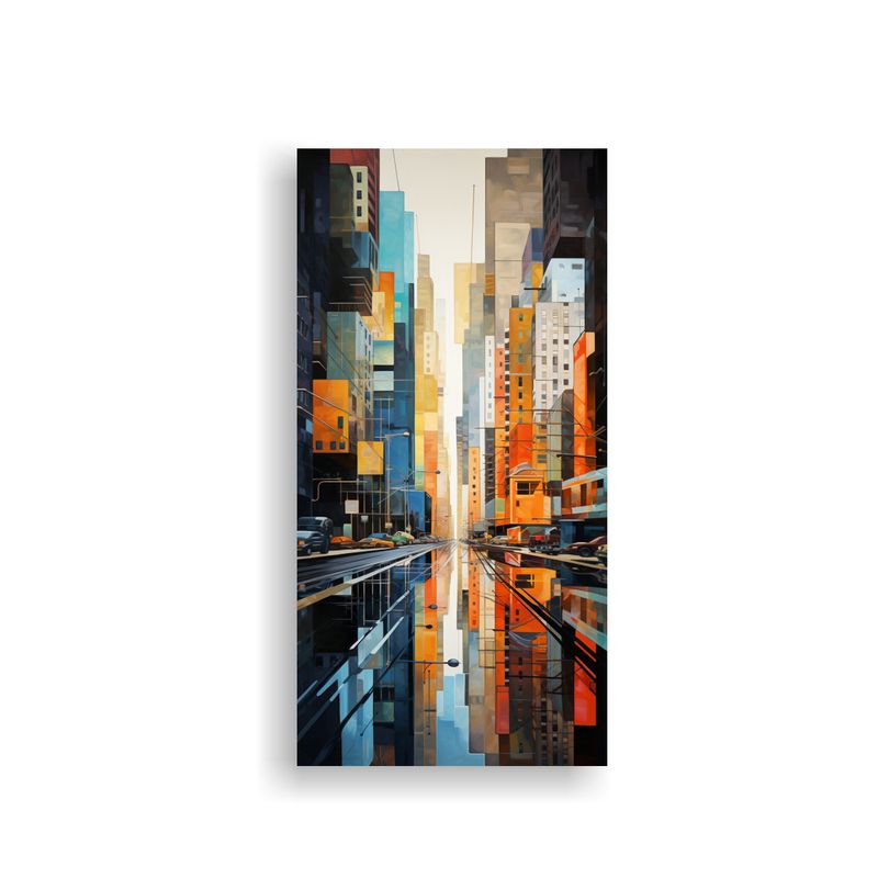 GENERICO - Arte Cubista Luminosa De Ciudad Fragmentada Finas 80x160 Cm
