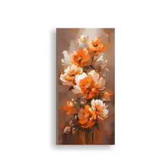 GENERICO - Pintura De Flores En Lienzo En Colores Naranja Y 20x40 Cm