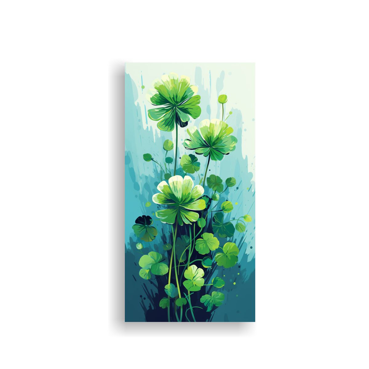 GENERICO - Tela En Bastidor Decorativo Plantas De Trébol En 80x160 Cm.