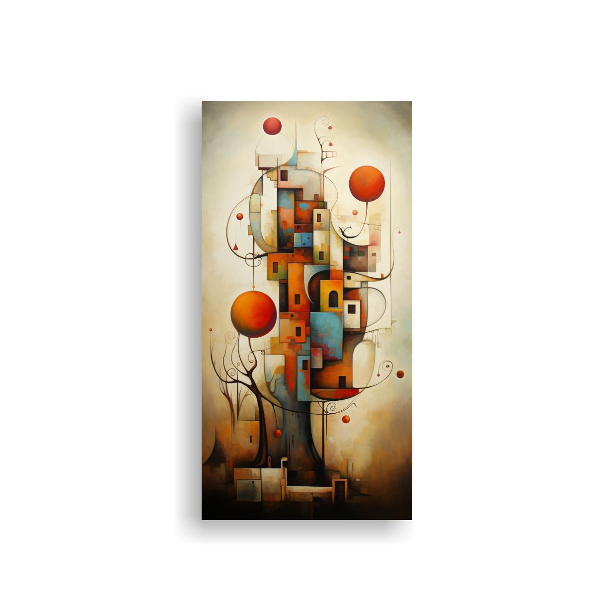 GENERICO - Pintura Abstracta Surrealista En Bastidor Tela 30x60 Cm