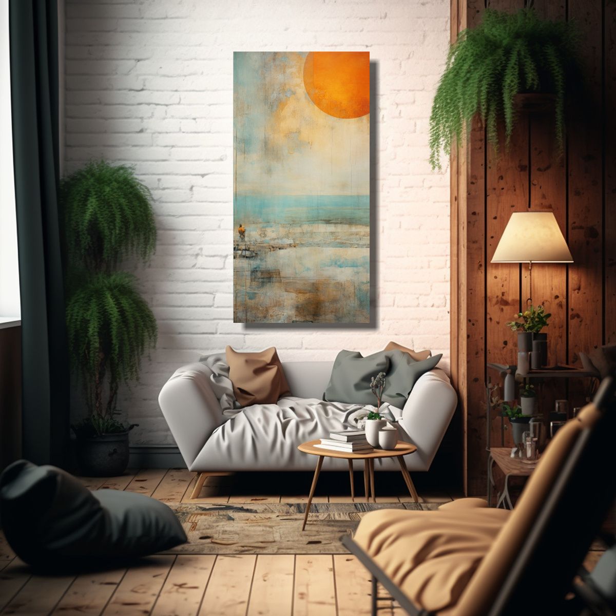 GENERICO - Pintura Acuarela Adorno Con Colores Naranja 20x40 Cm