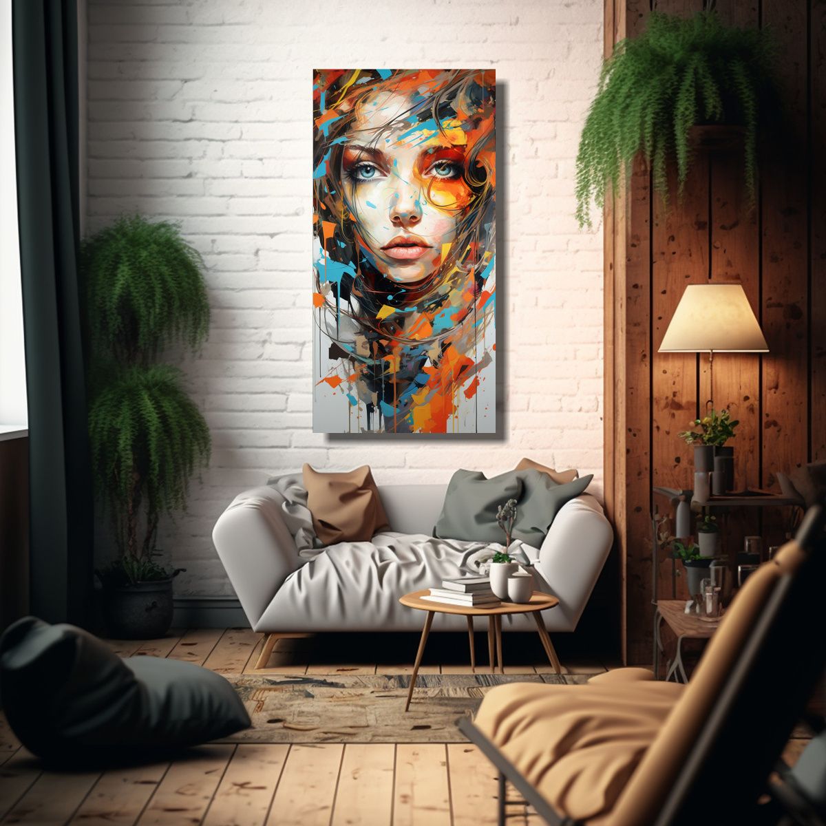 GENERICO - Pinturas Abstractas De Caras Con Flores En Lienzo 30x60 Cm