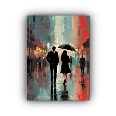 GENERICO - Lienzo Tela Sublimada Caminando Bajo La Lluvia En 80x120 Cm