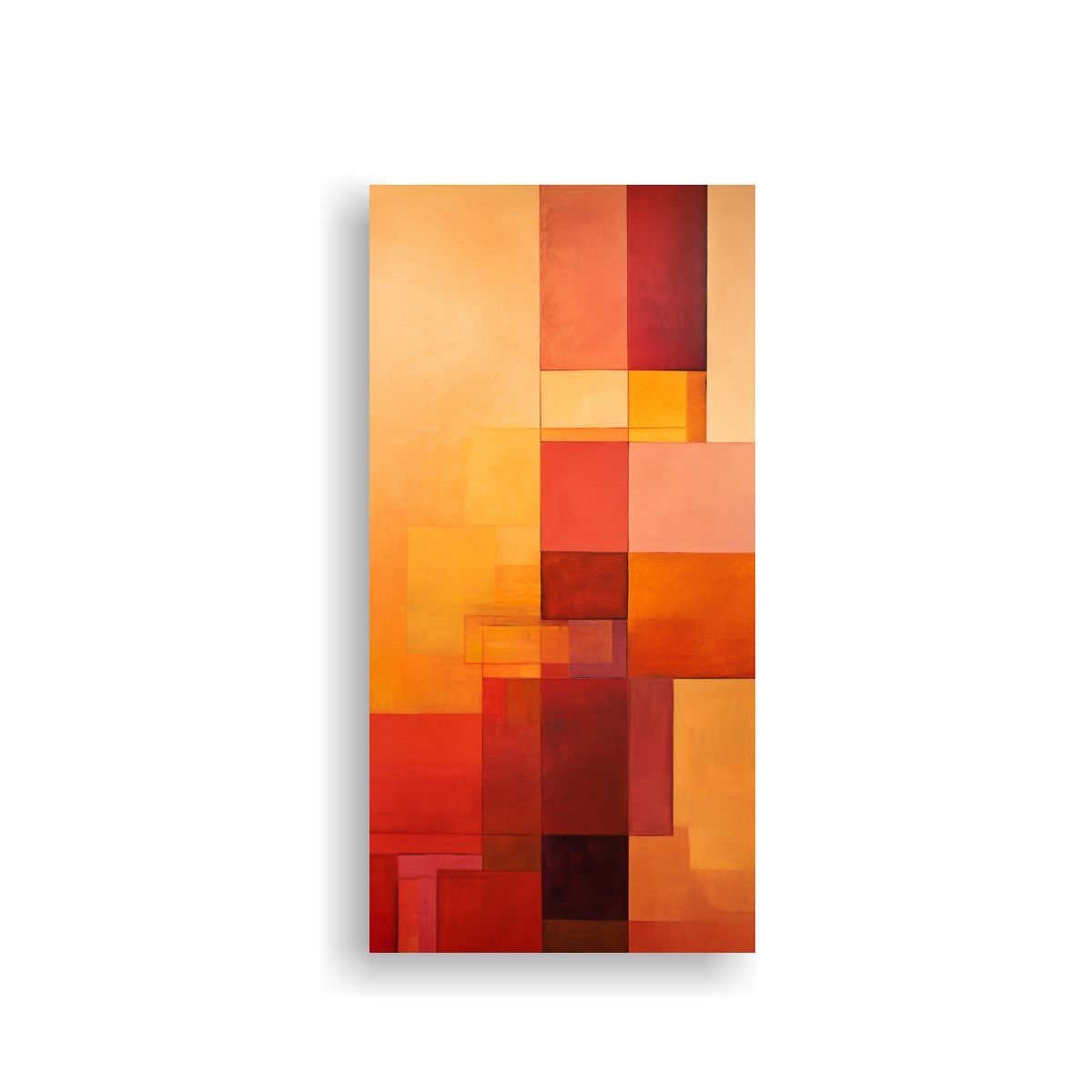 GENERICO - Cuadro Abstracto Geométrico En Tonos De Naranja 20x40 Cm.
