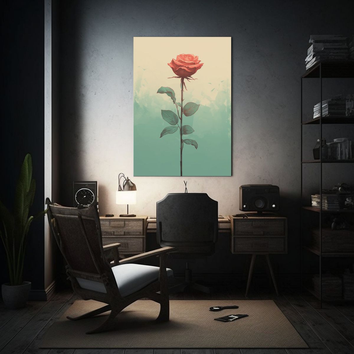 GENERICO - Tela En Bastidor Forma Combinación De Rosas Rojas 80x120 Cm