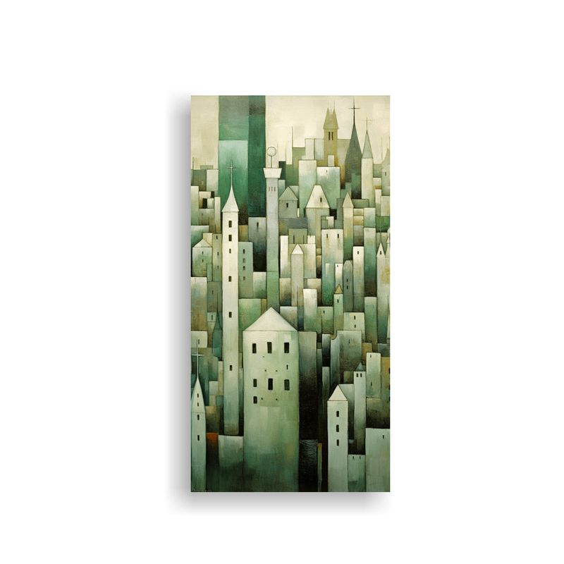 GENERICO - Arte De Pared Patrón Equilibrio Nórdico Verde Y 60x120 Cm