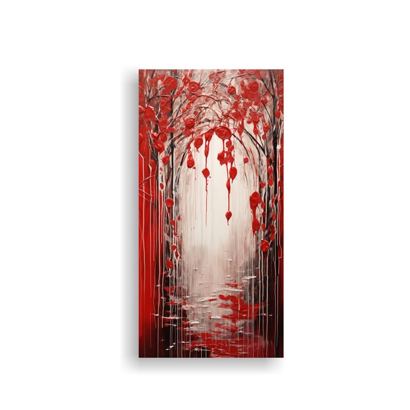GENERICO - Pintura En Rojo Y Plateado Estilo Arte Decorativo 40x80 Cm