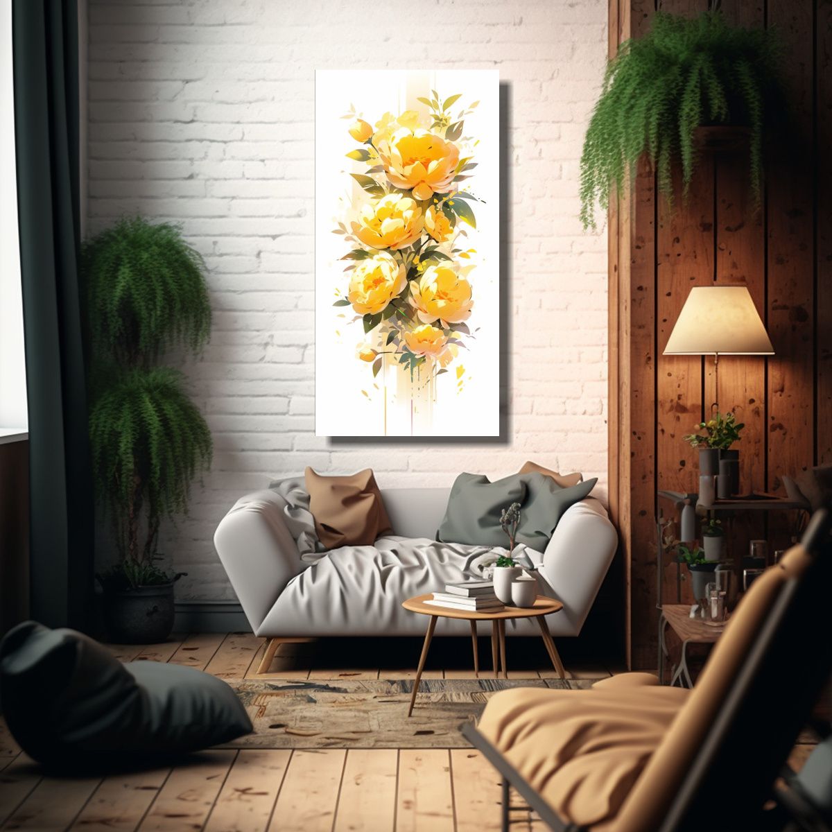 GENERICO - Cuadro Dibujo Composición En Amarillos Neonoir 30x60 Cm