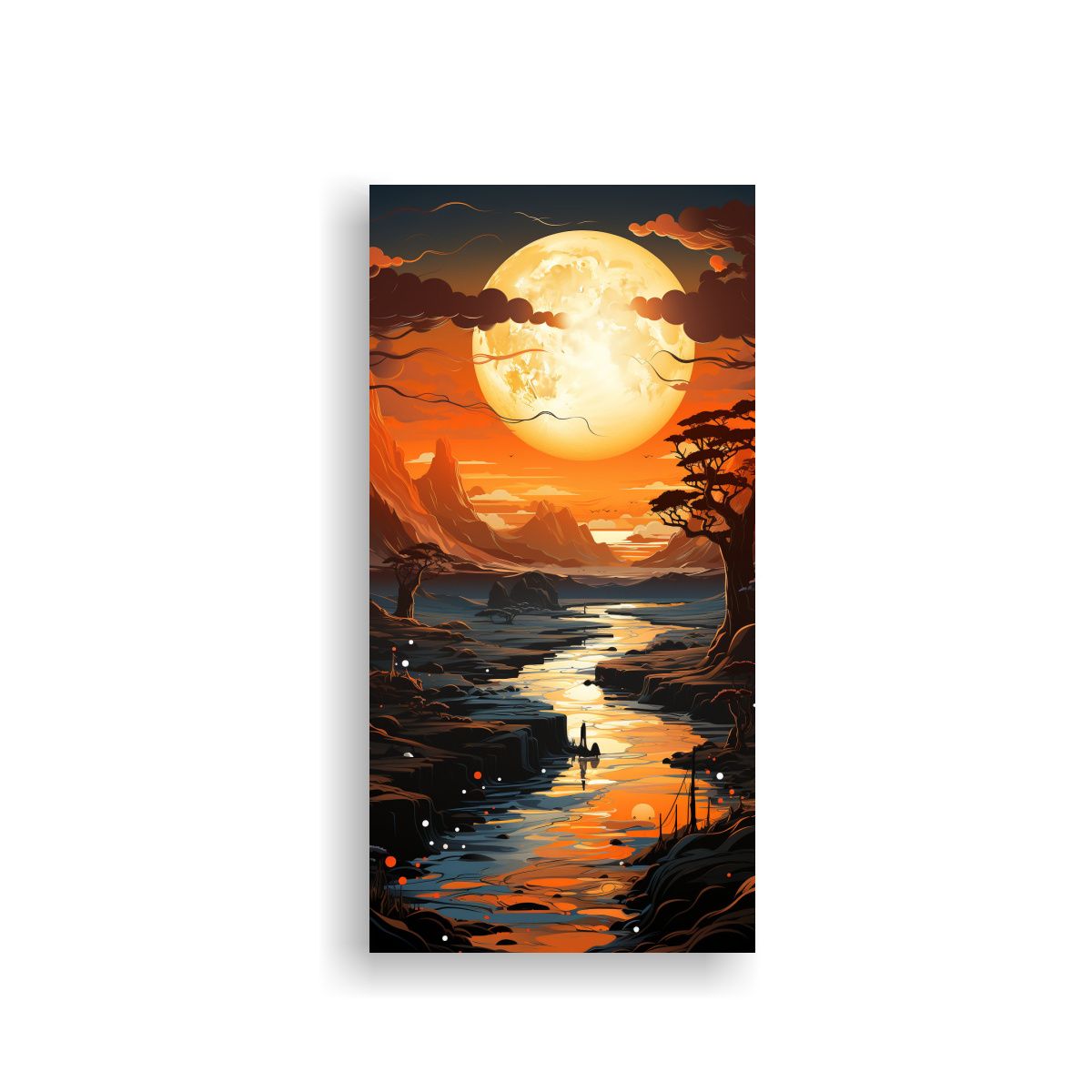 GENERICO - Paisajes Surrealistas Planos Estilo Pixel 30x60 Cm