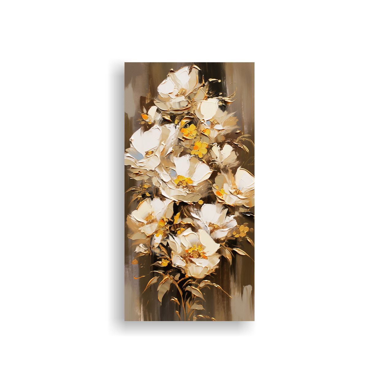 GENERICO - Pintura Floral De Colores Dorados En Lienzo 50x100 Cm