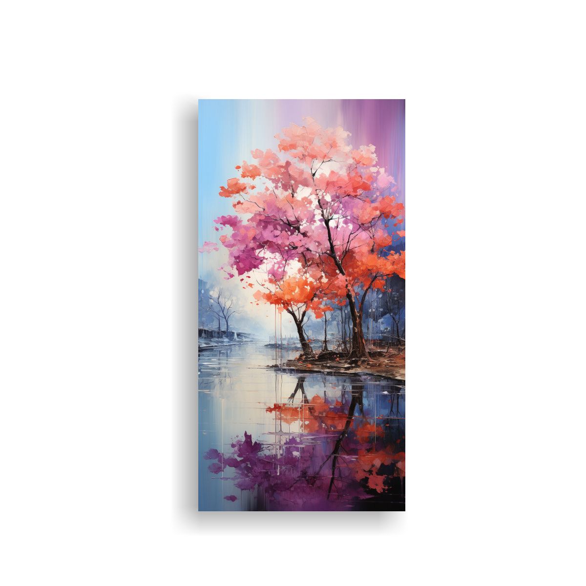 GENERICO - Pintura Mural Moderna De árboles En Plata Y 50x100 Cm