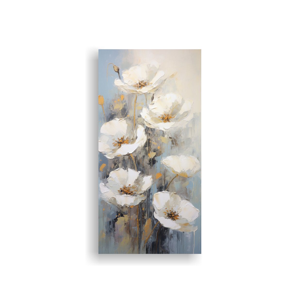 GENERICO - Cuadro Bastidor Adorno Blanco Pintura Amapolas 70x140 Cm