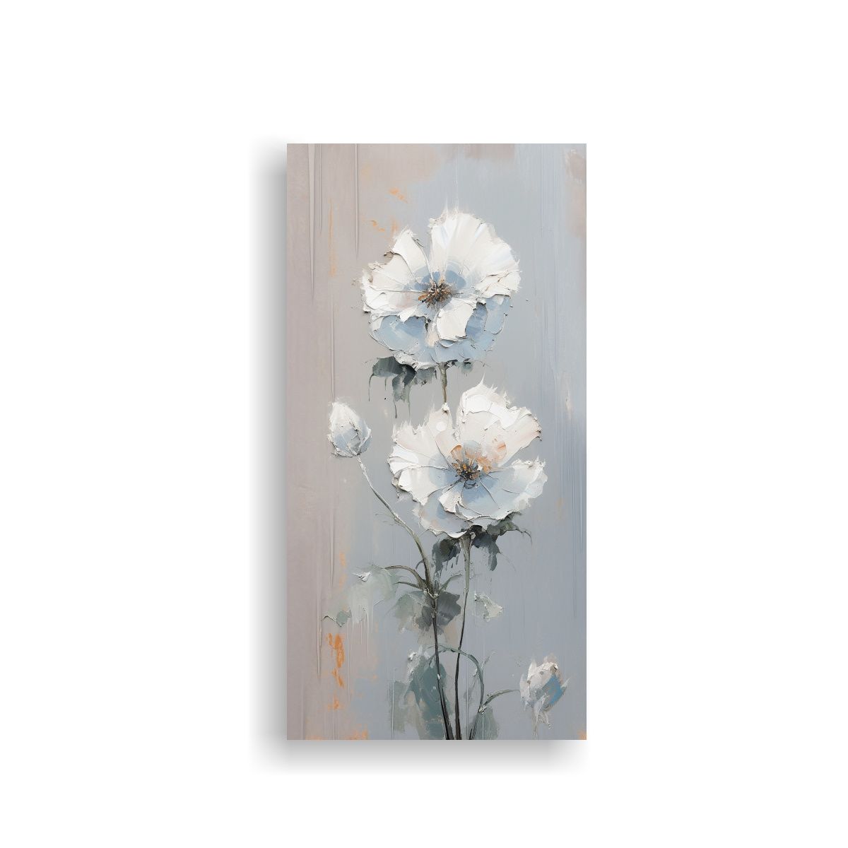 GENERICO - Pintura Hermoso En Color Plata De Flores En Lienzo 50x100 Cm