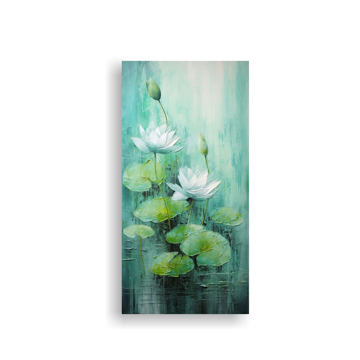 GENERICO - Cuadro Inspirador De Loto Verde En Lienzo Al 60x120 Cm