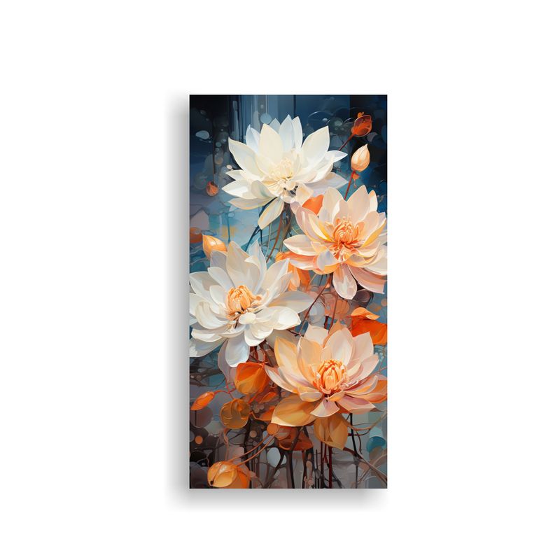 GENERICO - Pintura Abstracta De Flores De Loto Naranja Y 30x60 Cm