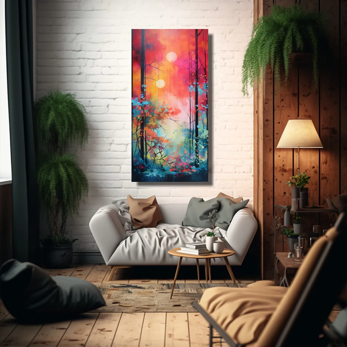 GENERICO - Paisaje Bosque Acuarela Abstracta Arte Decoración 70x140 Cm