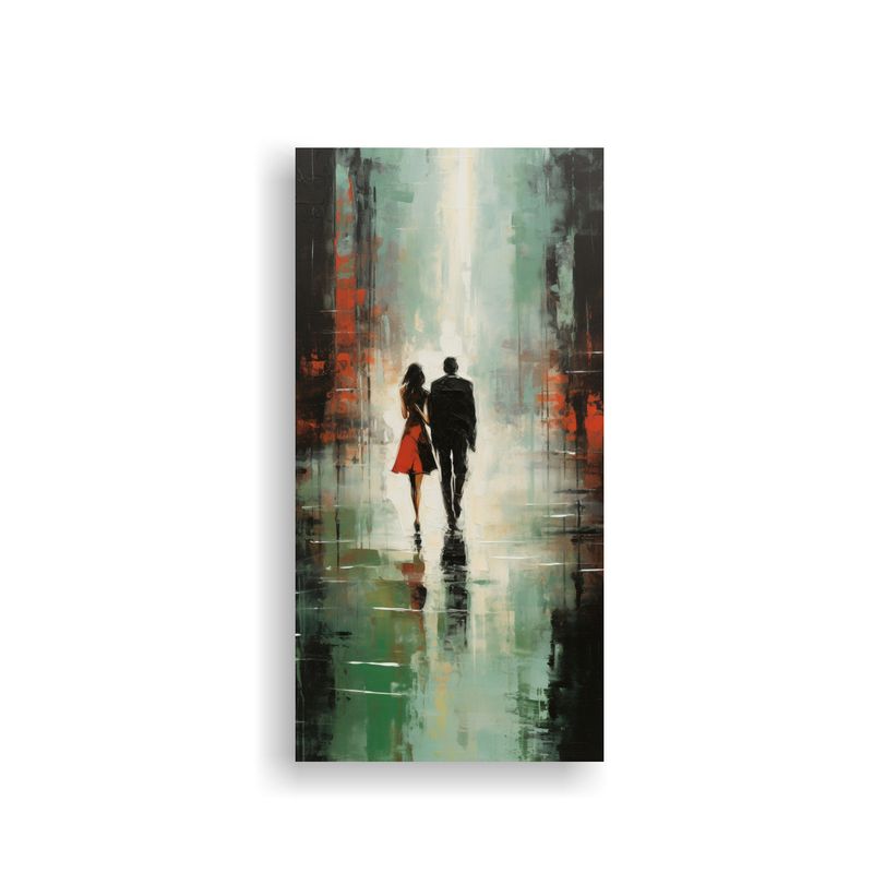 GENERICO - Pintura Rectangular Cuadro De Personas Caminando 50x100 Cm