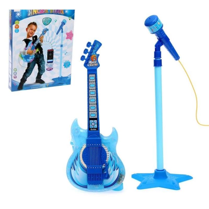 GENERICO - Juguete Guitarra Y Microfono Musical Karaoke Azul Infantil