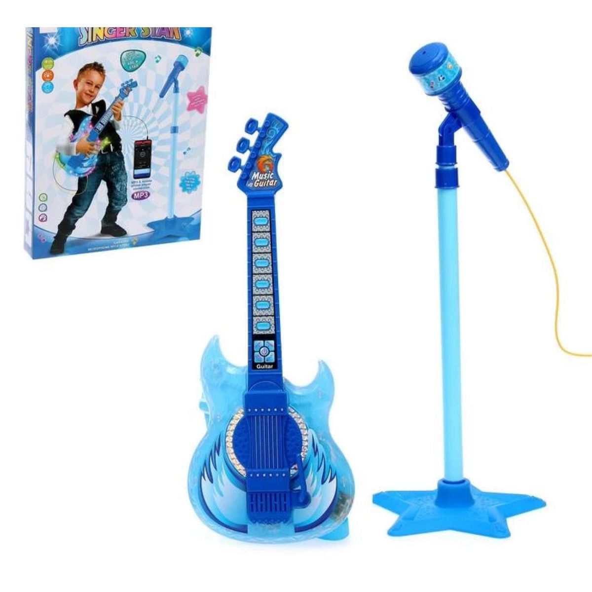 GENERICO - Juguete Guitarra Y Microfono Musical Karaoke Azul Infantil