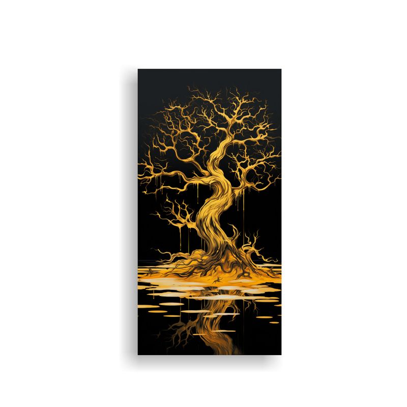 GENERICO - Cuadro Innovador Mangrove Tree En Dorado Y 20x40 Cm