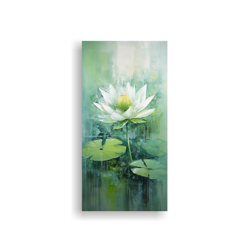 GENERICO - Pintura Decorativa Escenario Con Loto Verde En 20x40 Cm