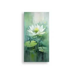 GENERICO - Pintura Decorativa Escenario Con Loto Verde En 20x40 Cm