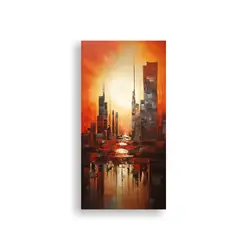 GENERICO - Pintura Decorativa Abstracta Actual De Una Ciudad 20x40 Cm