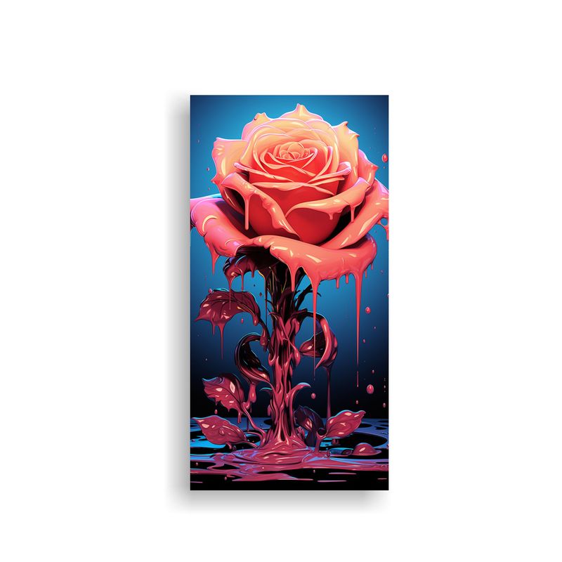GENERICO - Cuadro Decorativo Estilo Plano Con Rosa Derretida 80x160 Cm