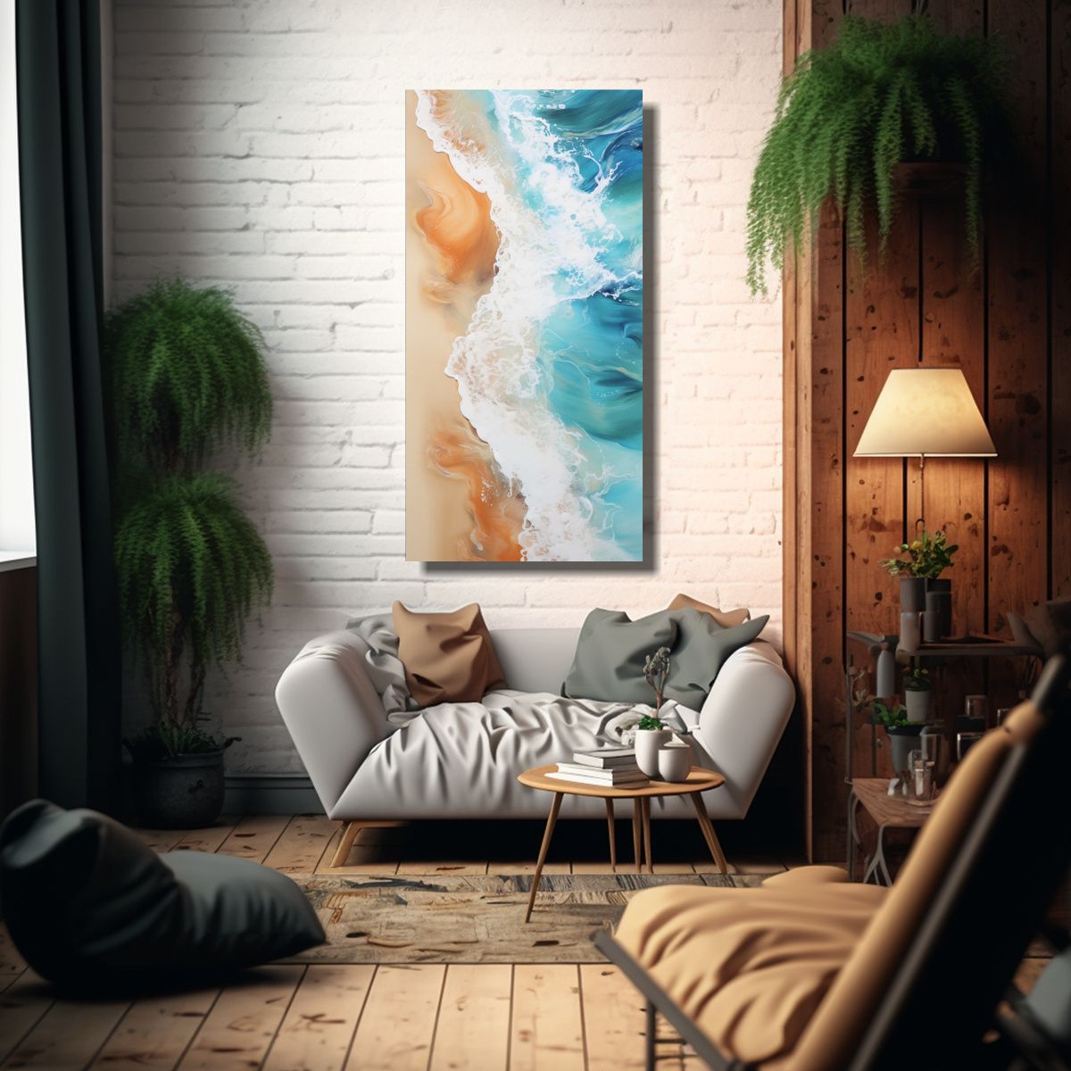 GENERICO - Cuadro Abstracto Finas Líneas Esquema Imágenes 20x40 Cm