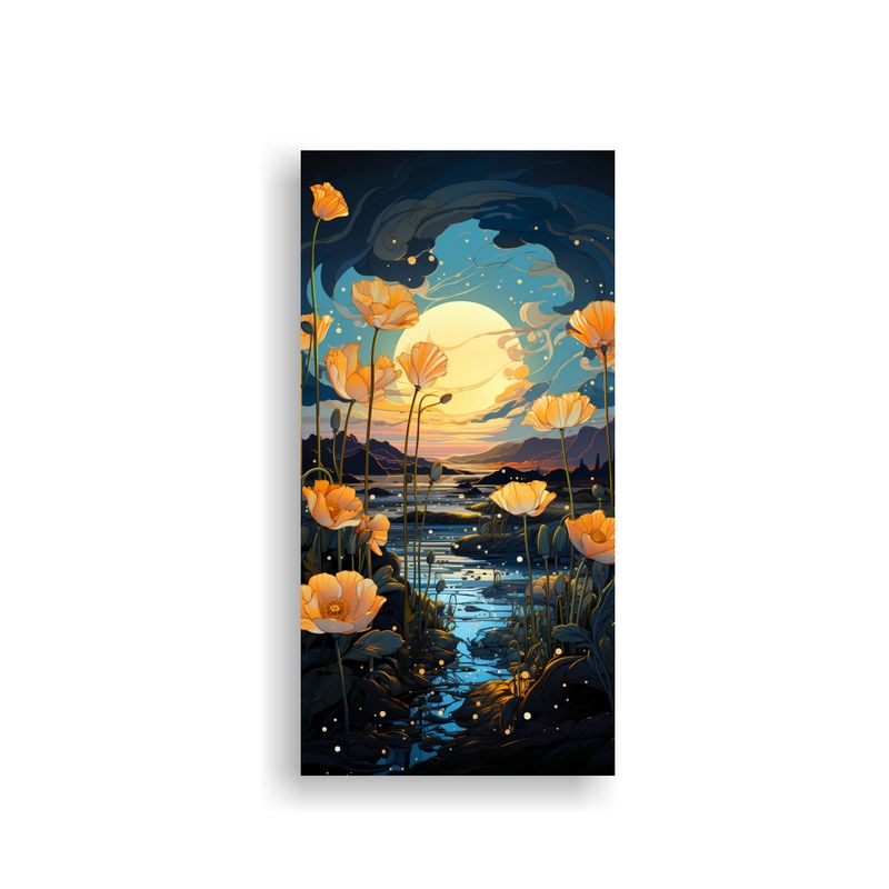 GENERICO - Cuadro Decorativo Temática Flores Amarillas En 60x120 Cm