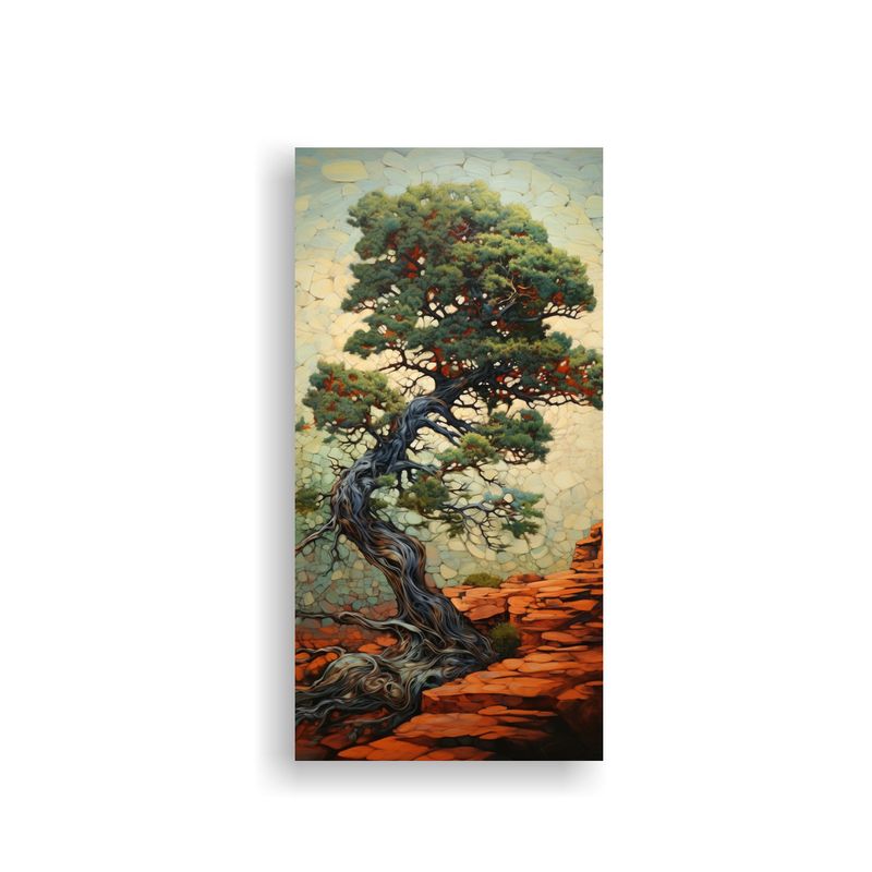 GENERICO - Lienzo Cuadro Árbol De Junípero Pintura 40x80 Cm