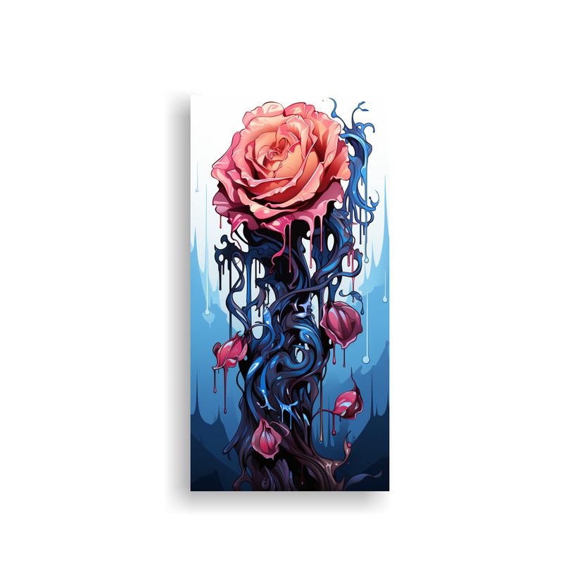 GENERICO - Arte De Pared Melting Cyan Y Pin Lienzo Creativo 70x140 Cm