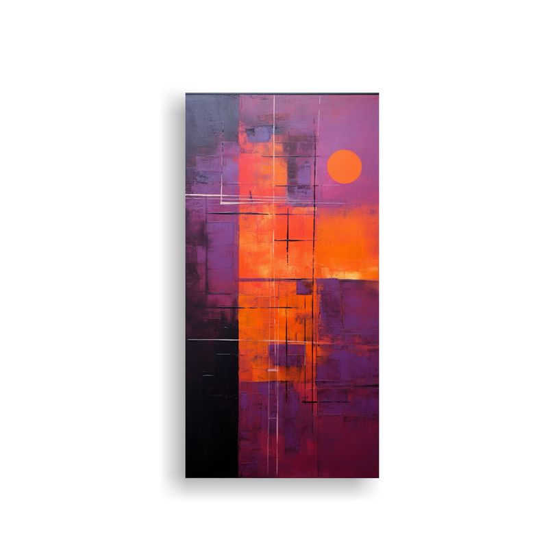 GENERICO - Cuadro Abstracto Urbano Con Líneas Finas Noche 30x60 Cm