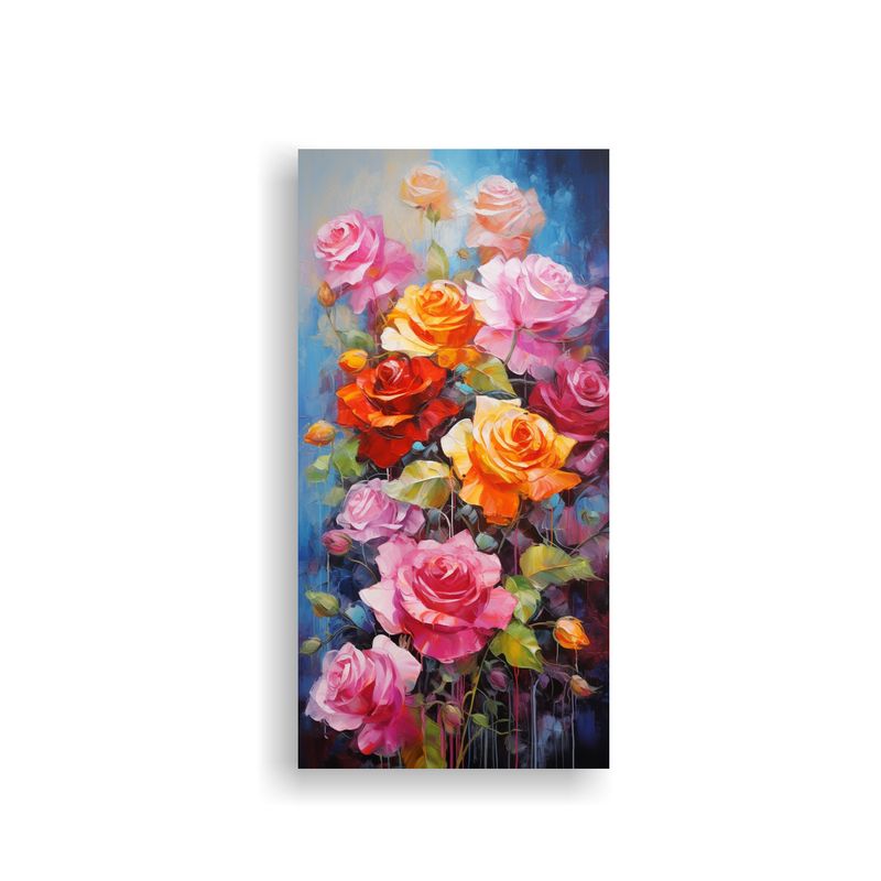 GENERICO - Pintura En Lienzo De Rosas Con Colores Vibrantes 50x100 Cm