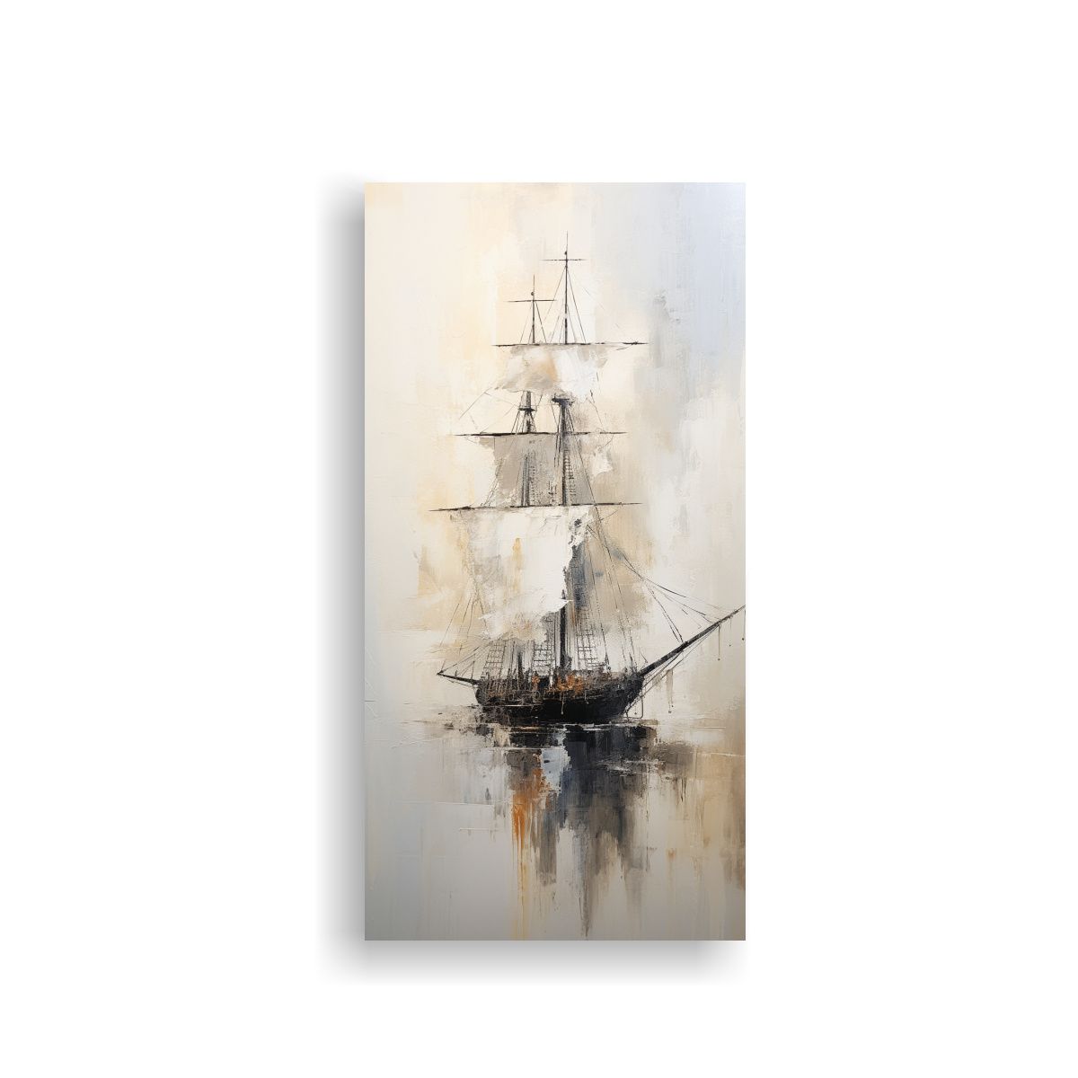 GENERICO - Pintura Abstracta De Barco En Blanco Y Negro Para 30x60 Cm