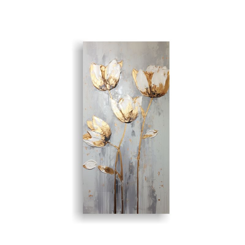 GENERICO - Pintura Espectacular De Tulipanes Dorados En 70x140 Cm