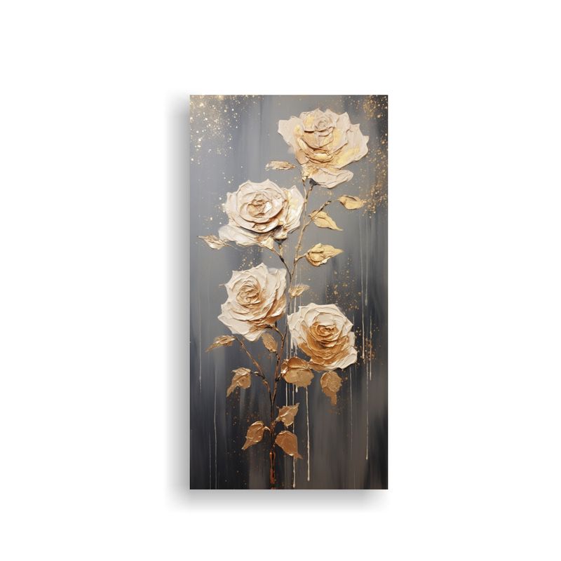 GENERICO - Pintura Sobre Lienzo Estrellados A Gold Roses En 70x140 Cm
