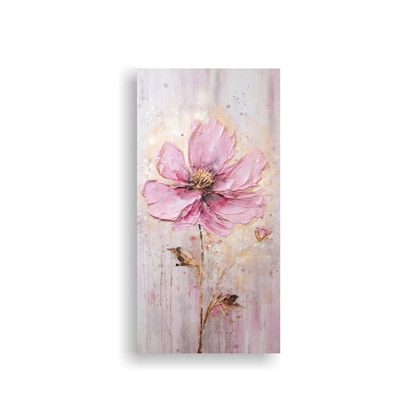 GENERICO - Pintura Pink Flower En Lienzo Estilo Composición 80x160 Cm