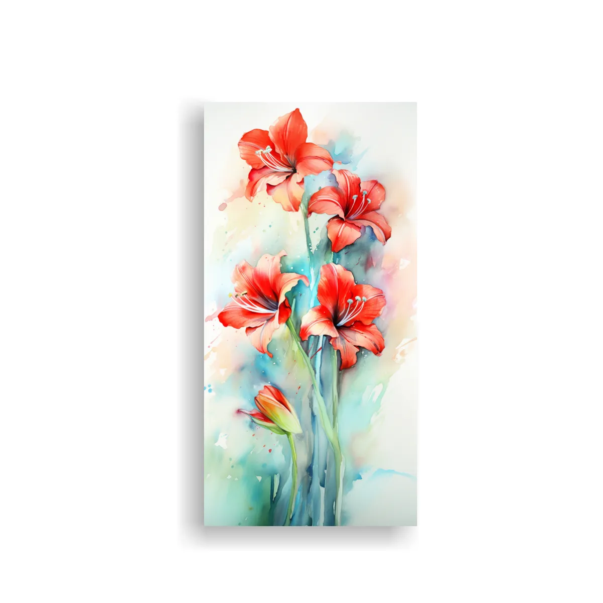 GENERICO - Pintura Abstracta De Amaryllis En Colores Rojo Y 70x140 Cm