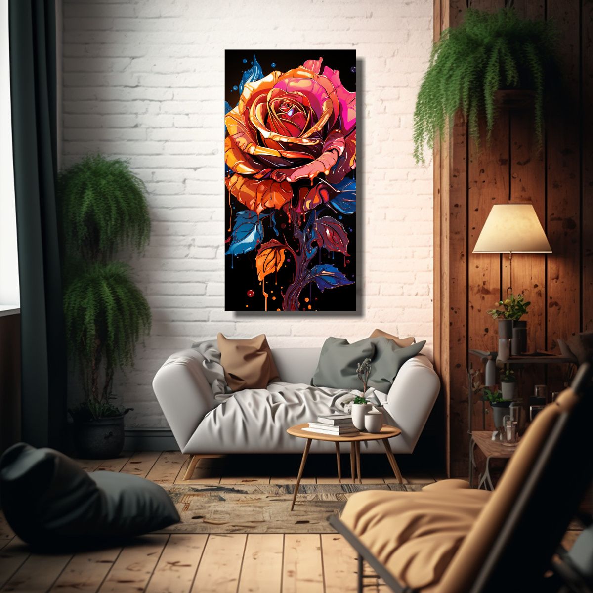 GENERICO - Diseño Moderno De Graffiti De Una Rosa Floreada 60x120 Cm