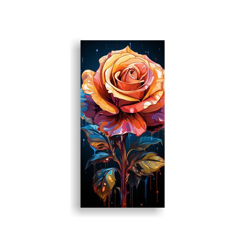 GENERICO - Pintura En Bastidor Estilo Graffiti Rosa Floral 30x60 Cm