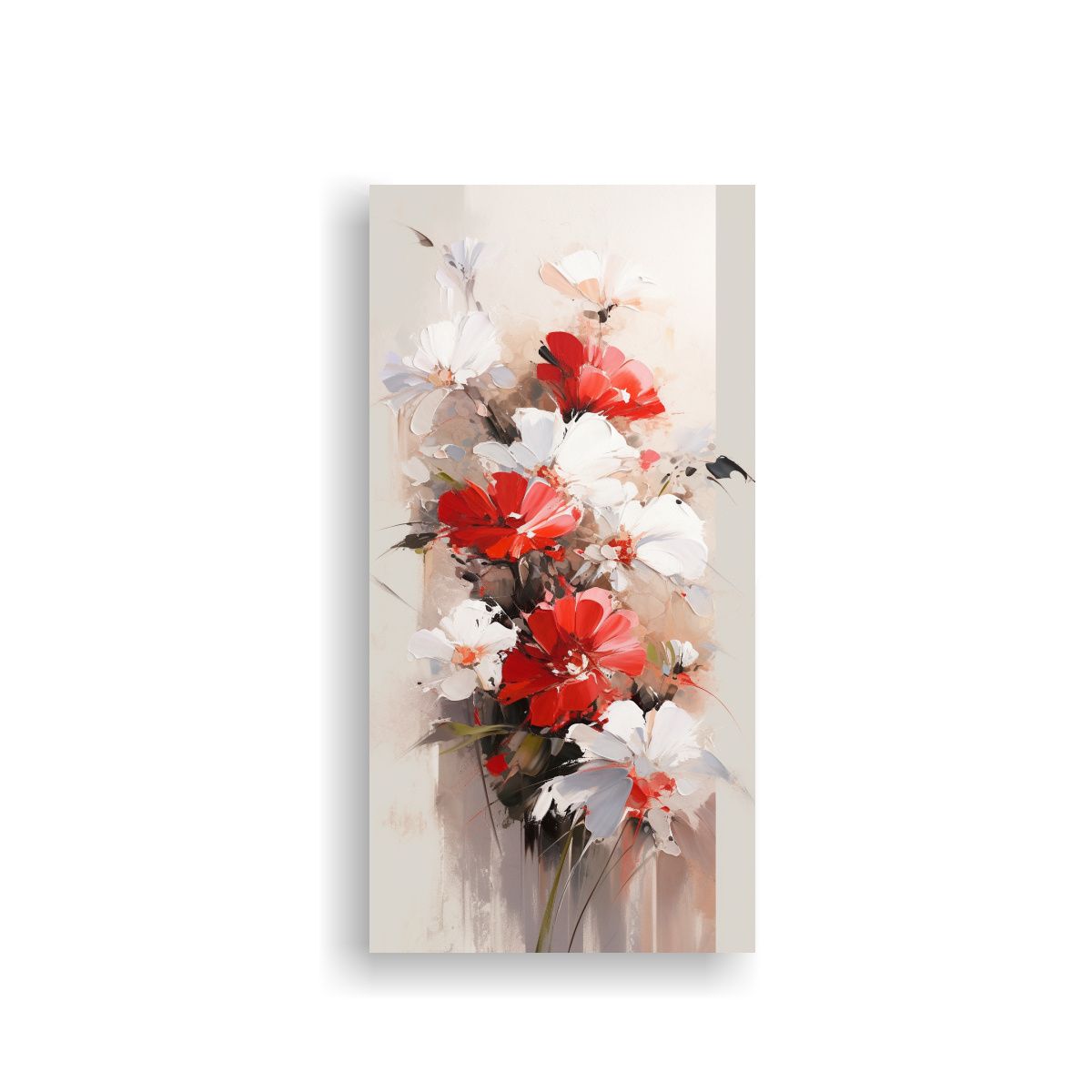 GENERICO - Pintura En Lienzo De Flores Blancas Y Rojas Con 50x100 Cm