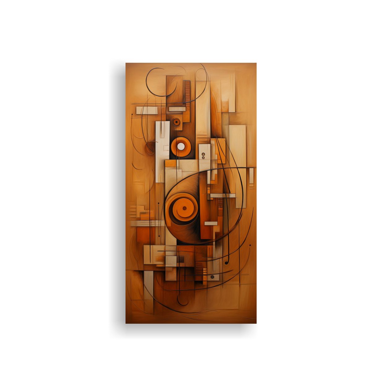 GENERICO - Cuadros Abstractos Tonos Marrones Lienzo De Tela 60x120 Cm