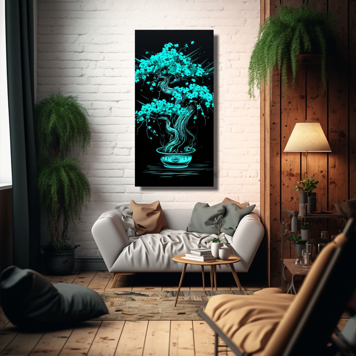 GENERICO - Pintura Decorativa En Bastidor Árbol Bonsái De 60x120 Cm