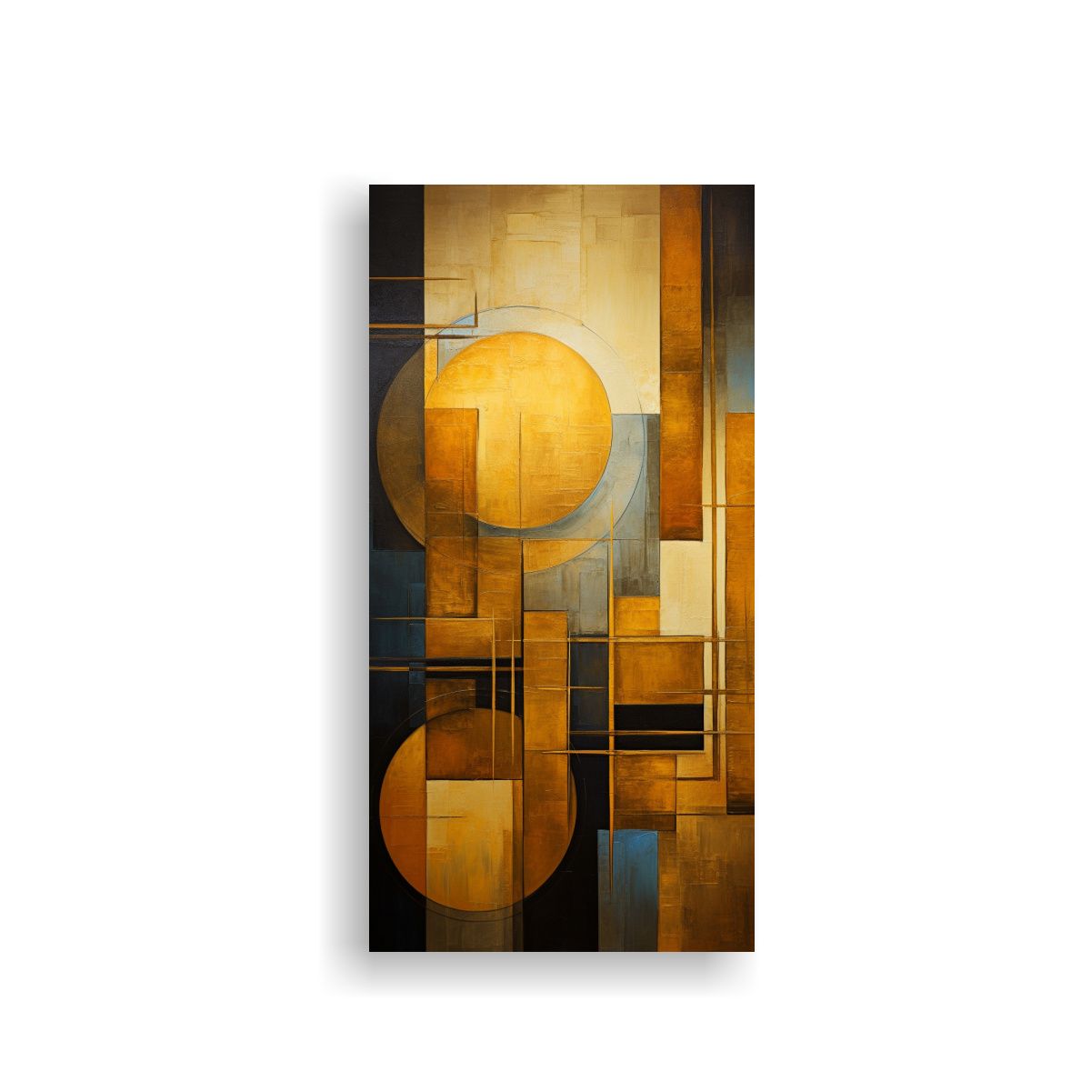 GENERICO - Cuadro Abstracto Vertical A Todo Color Con Dorado 20x40 Cm
