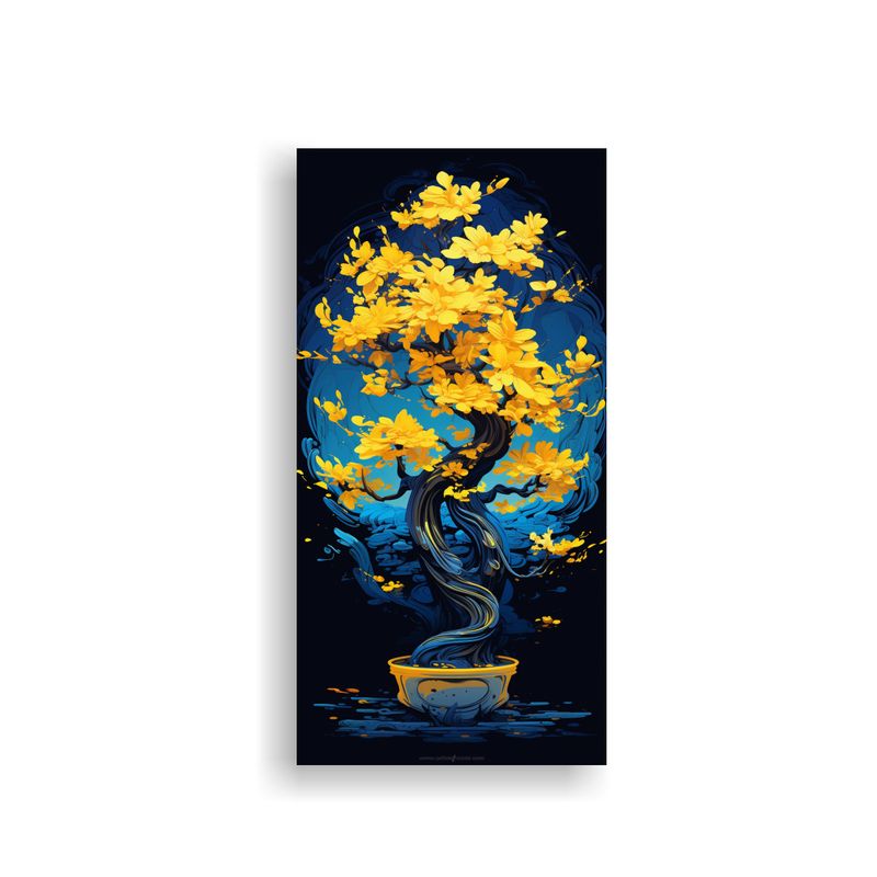 GENERICO - Pintura Decorativa Cuadro Bonsái En Amarillo Y 30x60 Cm