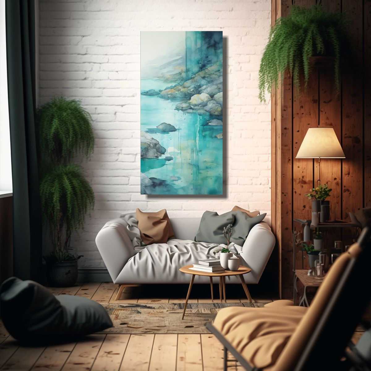 GENERICO - Pintura Arte Diseño Efecto Visual En Turquesa 60x120 Cm