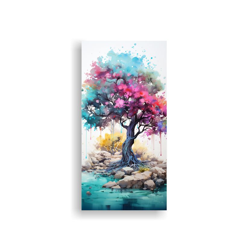 GENERICO - Lienzo De Tela Cuadro Para Sala Con árbol De 30x60 Cm