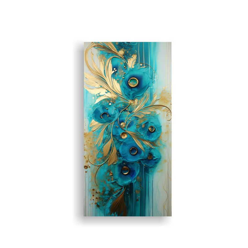GENERICO - Cuadro Vintage En Turquesa Y Dorado Con 60x120 Cm